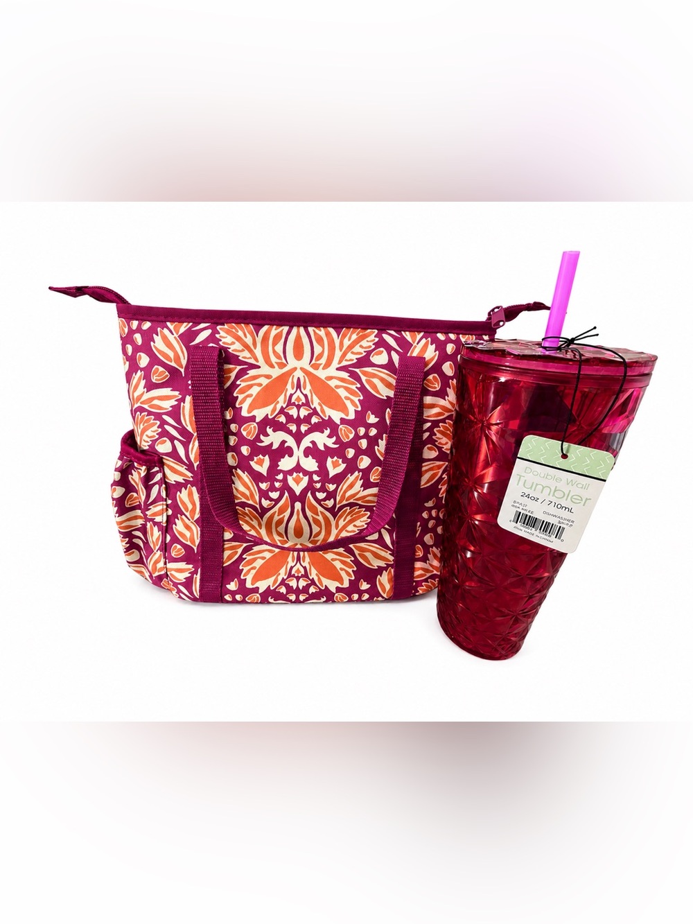 Insulated Floral Tote & 24 oz. Tumbler